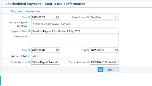 Process OT Payment